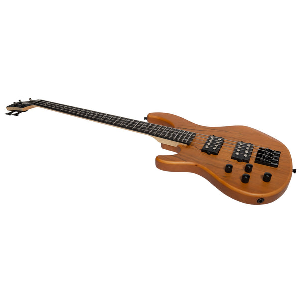 J&D 'Legacy Series' 4 String Mahogany & Spalted Maple T-Style Contemporary Electric Bass Guitar Left Handed