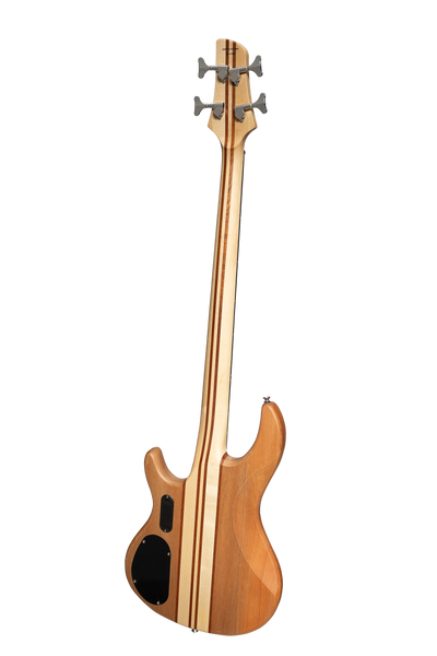 J&D Luthiers 4-String Contemporary Neck Through Active Electric Bass Guitar (Natural Satin)