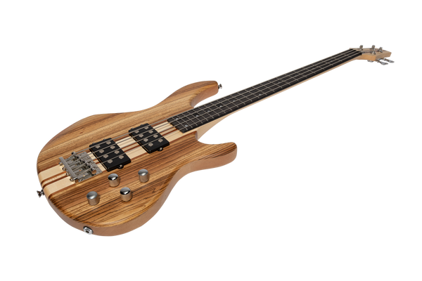 J&D Luthiers 4-String Contemporary Neck Through Active Electric Bass Guitar (Natural Satin)