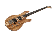 J&D Luthiers 4-String Contemporary Neck Through Active Electric Bass Guitar (Natural Satin)