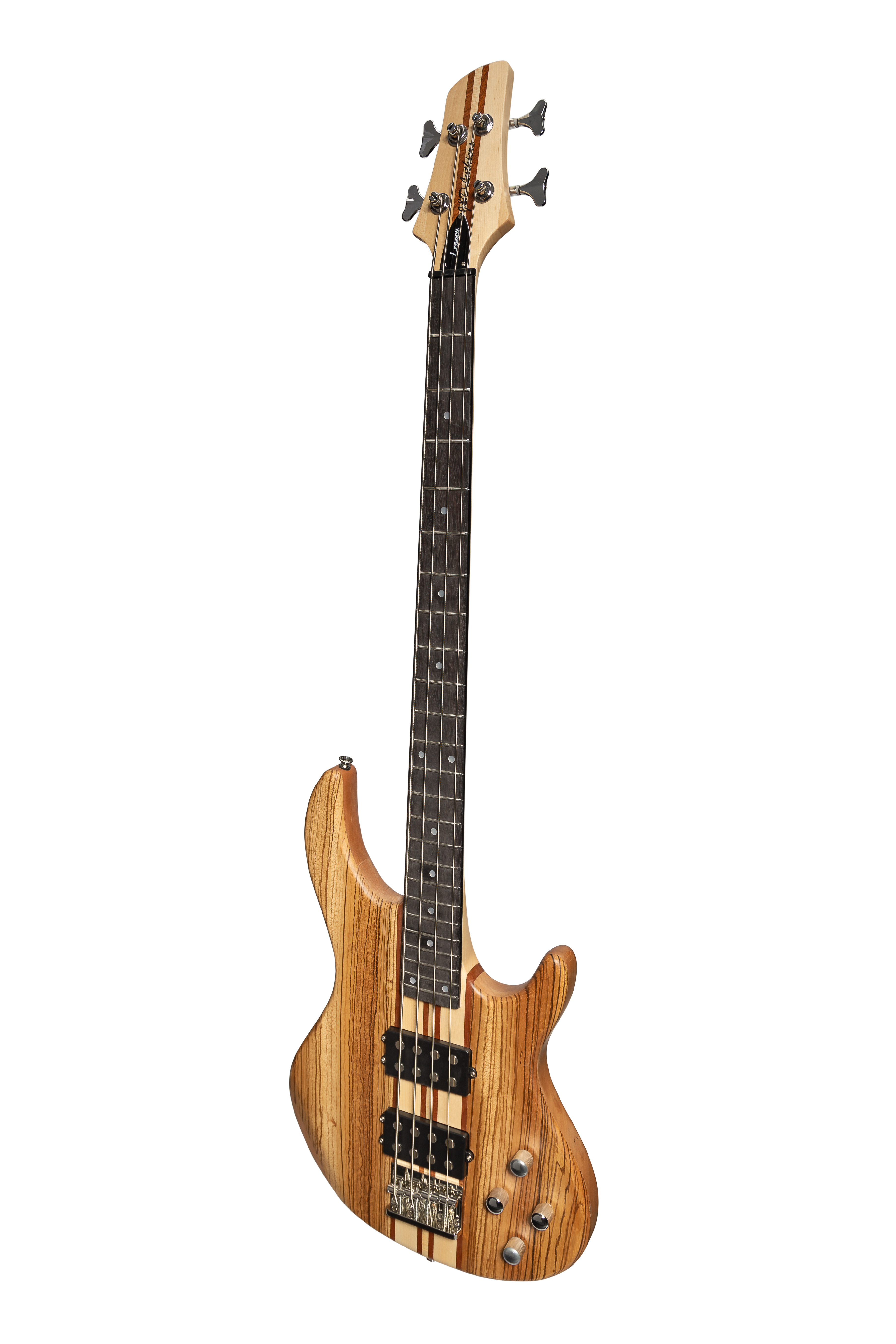 J&D Luthiers 4-String Contemporary Neck Through Active Electric Bass Guitar (Natural Satin)