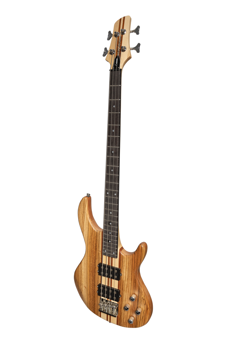 J&D Luthiers 4-String Contemporary Neck Through Active Electric Bass Guitar (Natural Satin)