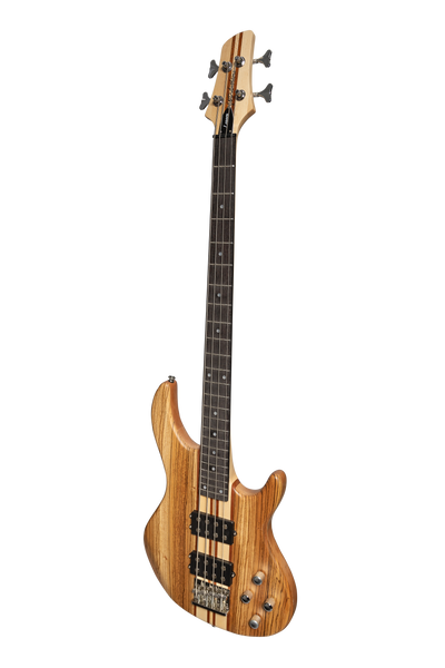 J&D Luthiers 4-String Contemporary Neck Through Active Electric Bass Guitar (Natural Satin)