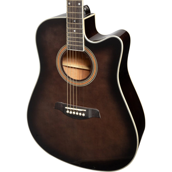 Martinez '41 Series' Dreadnought Acoustic Guitar. Cut-away Gloss Finish (Gloss Black Burst)