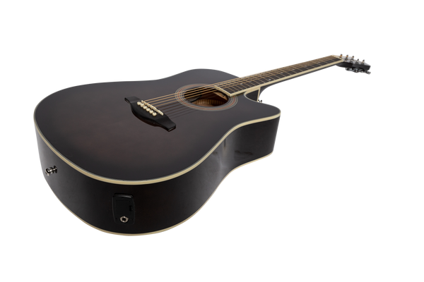 Martinez '41 Series' Dreadnought Acoustic Guitar. Cut-away Gloss Finish (Gloss Black Burst)