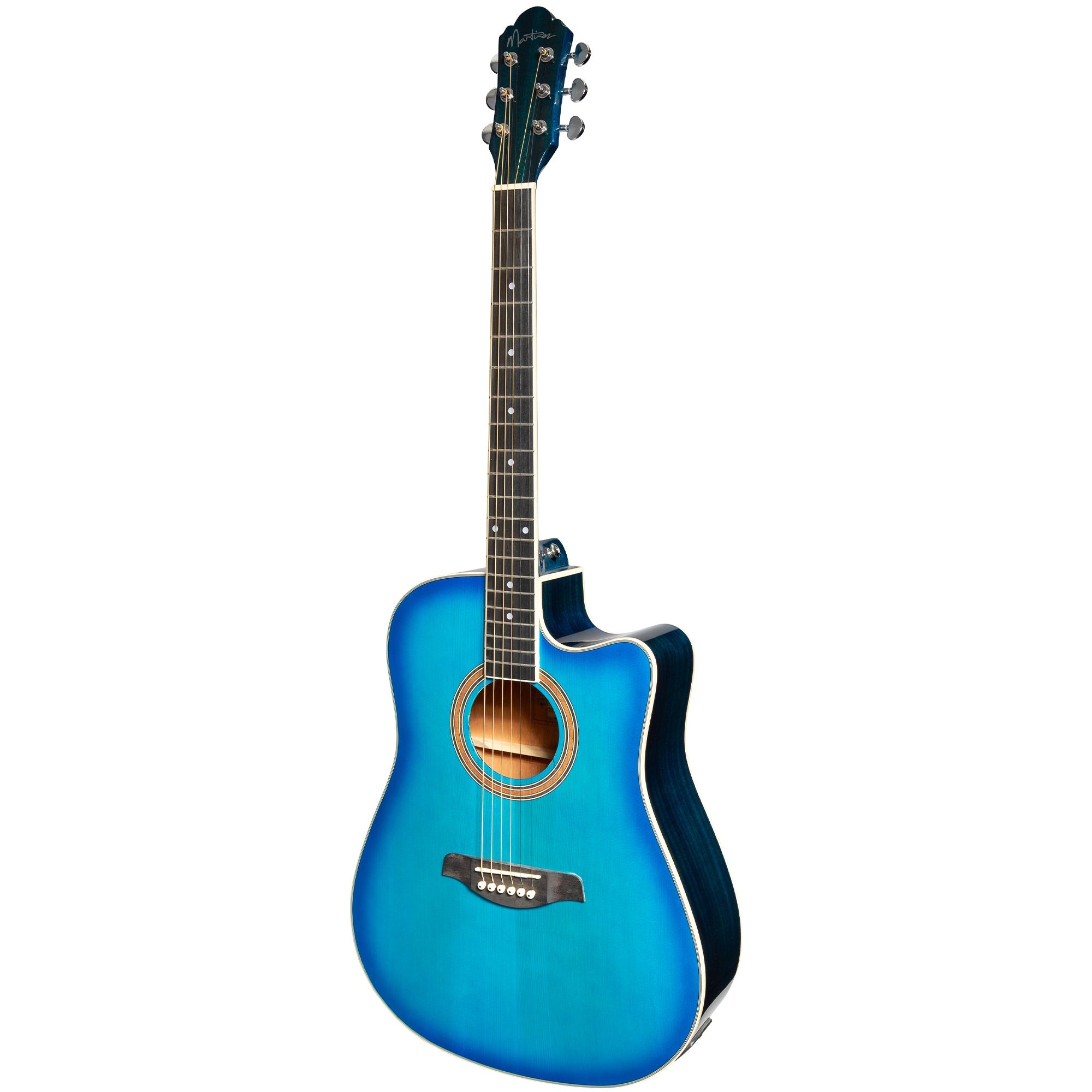 Martinez '41 Series' Dreadnought Acoustic Guitar. Cut-away Gloss Finish (Gloss Blue Burst) (Copy)