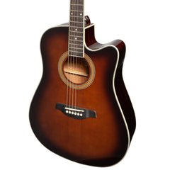 Martinez '41 Series' Dreadnought Acoustic Guitar. Cut-away Gloss Finish (Gloss Brown Burst)