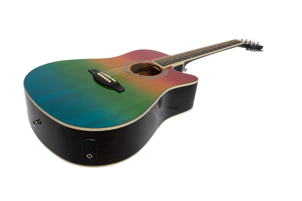 Martinez '41 Series' Dreadnought Acoustic Guitar. Cut-away Gloss Finish (Rainbow Gloss)