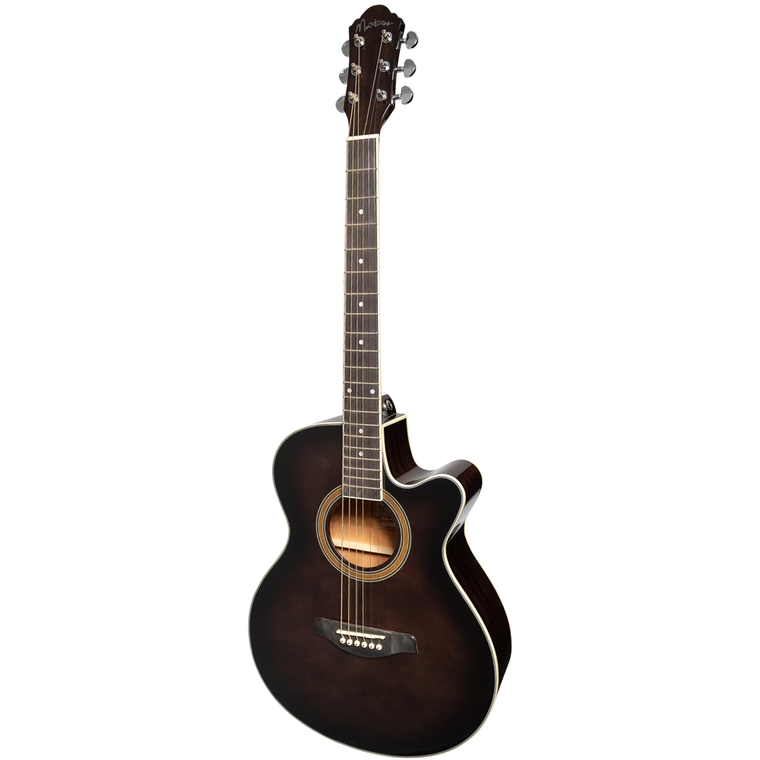 Martinez '41 Series' Folk Size Cutaway Acoustic-Electric Guitar (Black Sunburst)