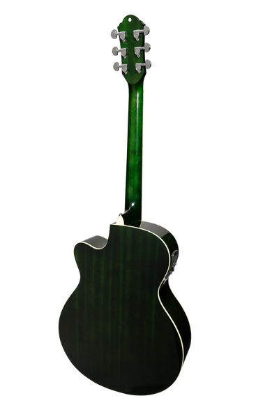 Martinez '41 Series' Folk Size Cutaway Acoustic-Electric Guitar (Green Burst)