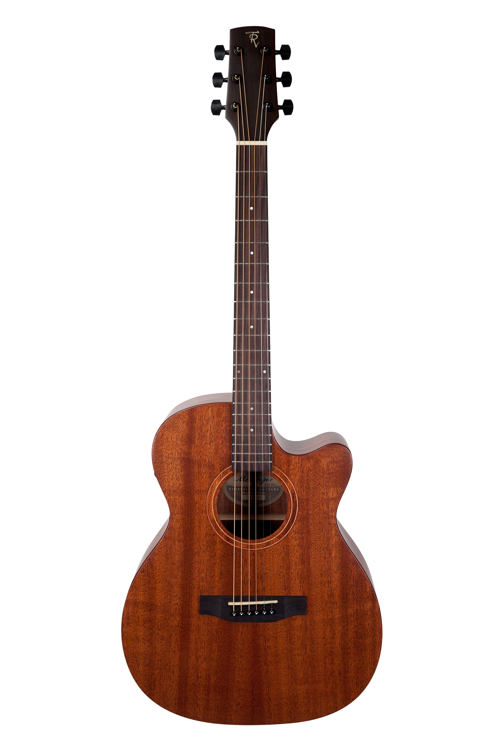 Timberidge 'Messenger Series' Mahogany Solid Top Acoustic-Electric Small Body Cutaway Guitar (Natural Satin)