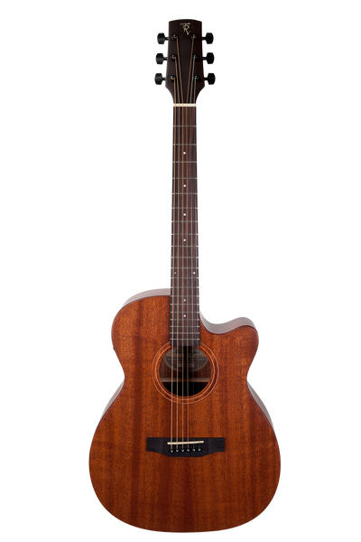 Timberidge 'Messenger Series' Mahogany Solid Top Acoustic-Electric Small Body Cutaway Guitar (Natural Satin)