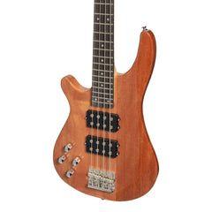 Casino '24 Series' Left Handed Mahogany Tune-Style Electric Bass Guitar Set (Natural Gloss)