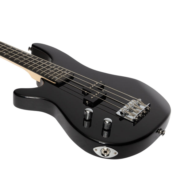 Casino '24 Series' Left Handed Short Scale Tune-Style Electric Bass Guitar Set (Black)