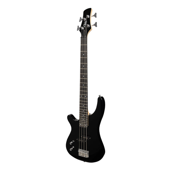 Casino '24 Series' Left Handed Short Scale Tune-Style Electric Bass Guitar and 15 Watt Amplifier Pack (Black)