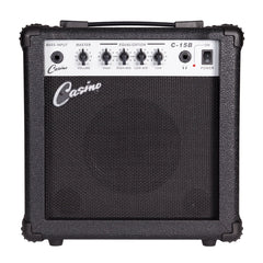 Casino '24 Series' Mahogany Tune-Style Electric Bass Guitar and 15 Watt Amplifier Pack (Natural Gloss)