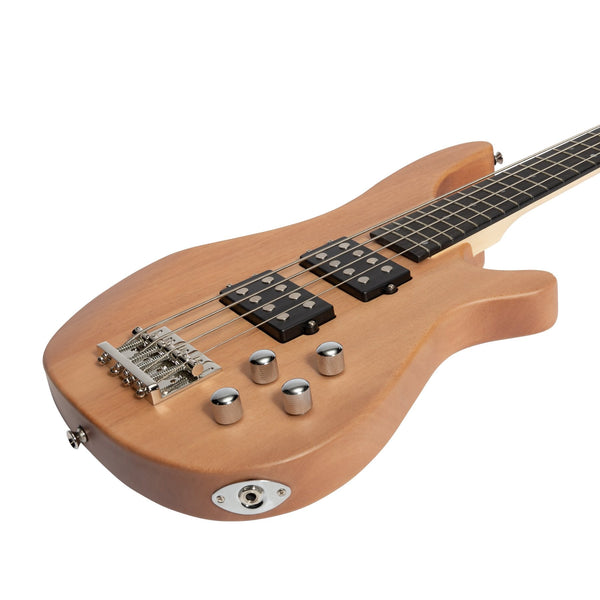 Casino '24 Series' Mahogany Tune-Style Electric Bass Guitar and 15 Watt Amplifier Pack (Natural Satin)