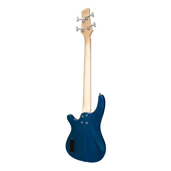 Casino '24 Series' Short Scale Tune-Style Electric Bass Guitar Set (Transparent Blue)