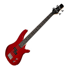 Casino '24 Series' Short Scale Tune-Style Electric Bass Guitar and 15 Watt Amplifier Pack (Transparent Wine Red)