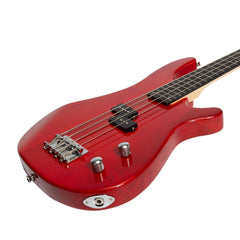 Casino '24 Series' Tune-Style Electric Bass Guitar and 15 Watt Amplifier Pack (Transparent Wine Red)