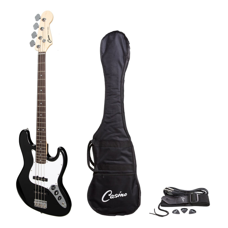 Casino J-Style Electric Bass Guitar (Black)