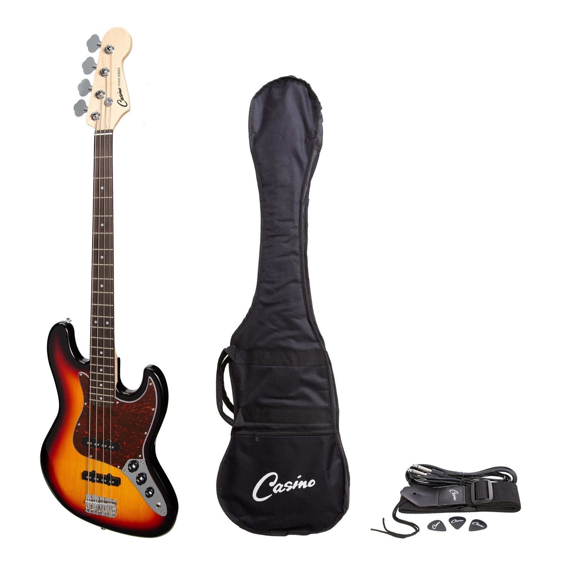 Casino J-Style Electric Bass Guitar (Tobacco Sunburst)-CJB-21-TSB