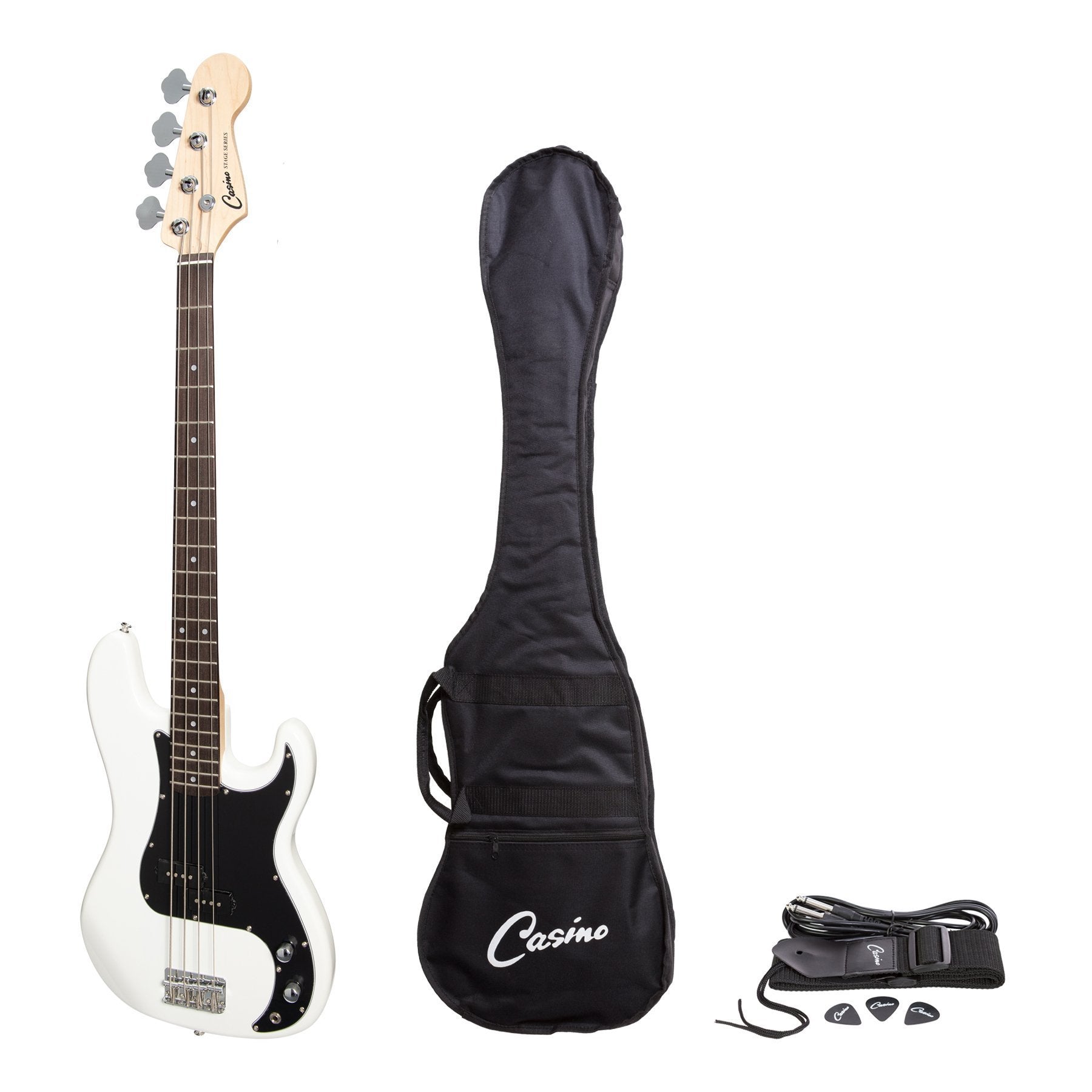 Casino P-Style Electric Bass Guitar (White)-CPB-21-WHT