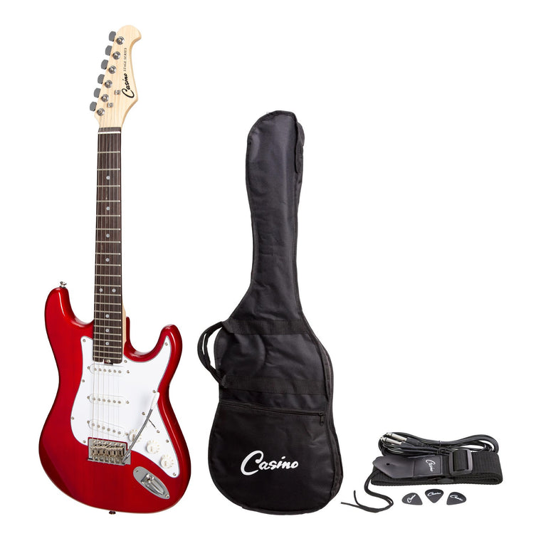 Casino ST-Style Short Scale Electric Guitar Set (Transparent Wine Red)