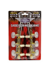 Crossfire Classical Guitar Machine Head Set (Gold with Buttons)-CMH-CGS-GLD