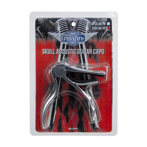 Crossfire Trigger-Style 'Skull' Acoustic Guitar Capo (Chrome)