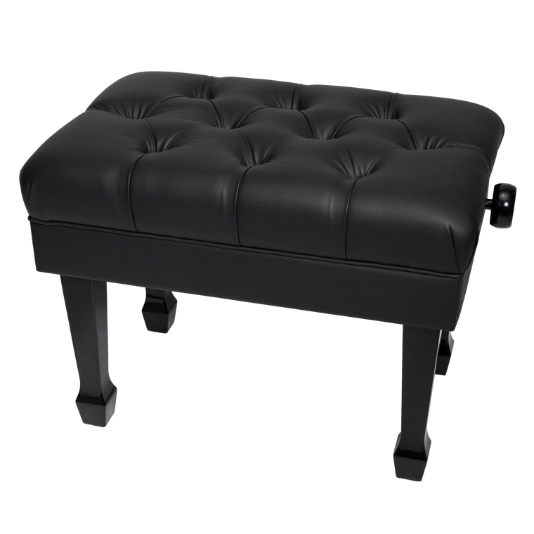 Crown Deluxe Skirted & Tufted Hydraulic Height Adjustable Piano Bench (Black)