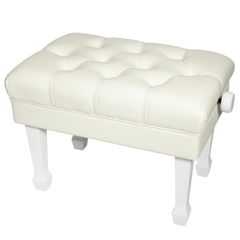 Crown Deluxe Skirted & Tufted Hydraulic Height Adjustable Piano Bench (White)