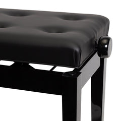 Crown Deluxe Tufted Height Adjustable Piano Stool (Black)