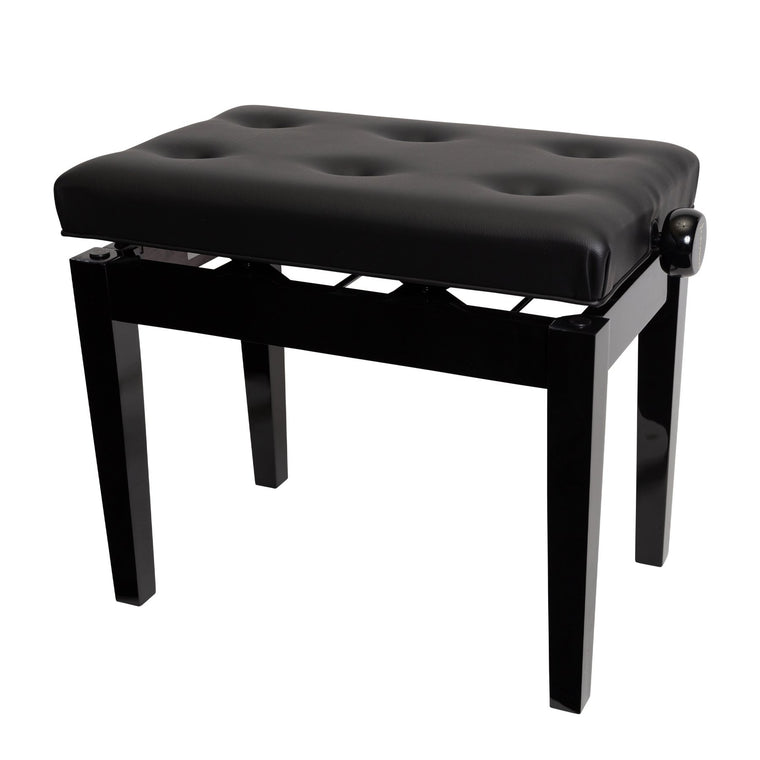 Crown Deluxe Tufted Height Adjustable Piano Stool (Black)