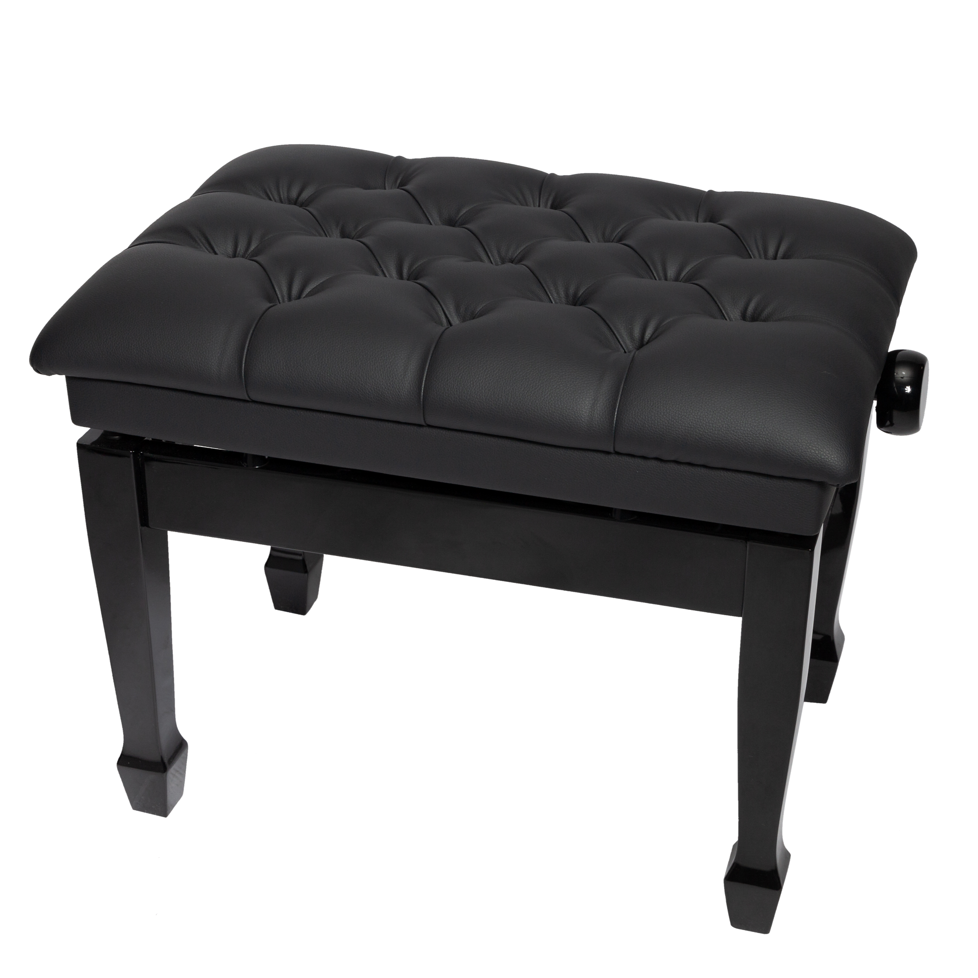 Crown Deluxe Tufted Hydraulic Height Adjustable Piano Bench (Black)