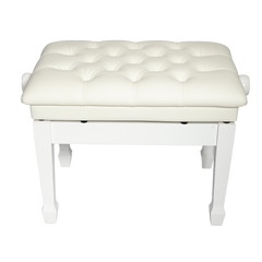 Crown Deluxe Tufted Hydraulic  Height Adjustable Piano Bench (White)