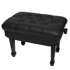 Crown Premium Skirted & Tufted Hydraulic Height Adjustable Piano Bench (Black)