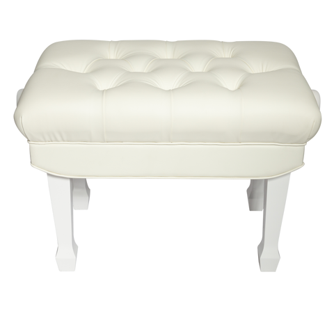 Crown Premium Skirted & Tufted Hydraulic Height Adjustable Piano Bench (White)