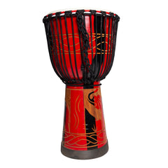 Drumfire 'Majestic Series' 12" Natural Hide Traditional Rope Djembe (Red)