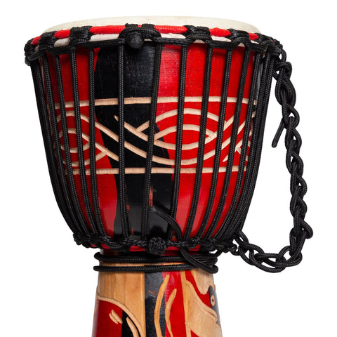 Drumfire 'Majestic Series' 8" Natural Hide Traditional Rope Djembe (Red)