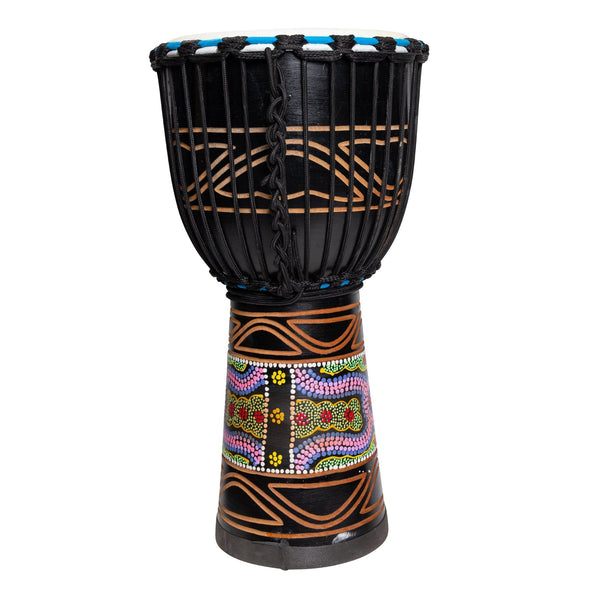 Drumfire 'Tribal Series' 10" Natural Hide Traditional Rope Djembe (Black)