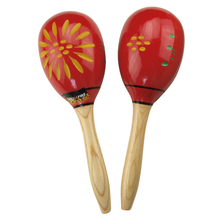 Drumfire Wooden Maracas (Flower Pattern)