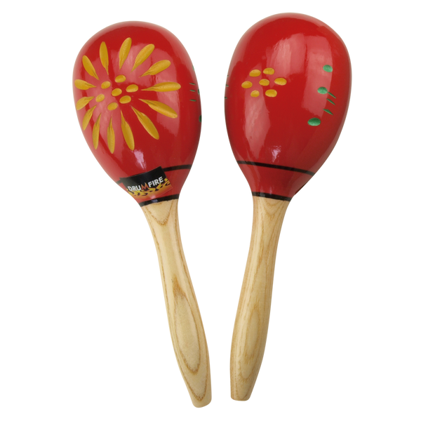 Drumfire Wooden Maracas (Flower Pattern)