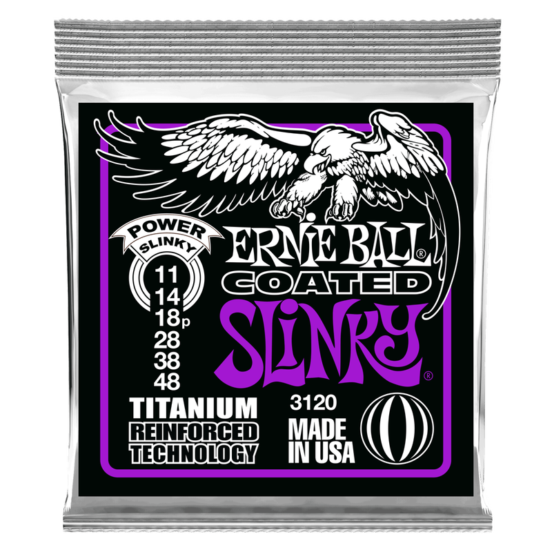 Ernie Ball 3120 Power Slinky Coated Titanium Reinforced Nickel Wound Electric Guitar Strings (11-48)-3120