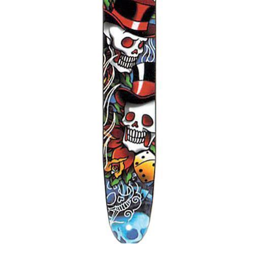 Fretz 'Goth' High Resolution Printed Leather Guitar Strap (Top Hat Skull)-FGST-GOTH53