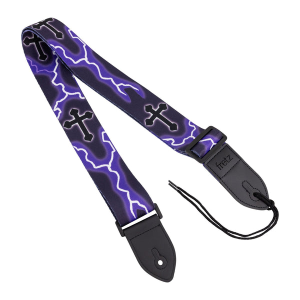 Fretz Printed Polyweb Guitar Strap (Lightning & Cross)-FGST-C25-BP