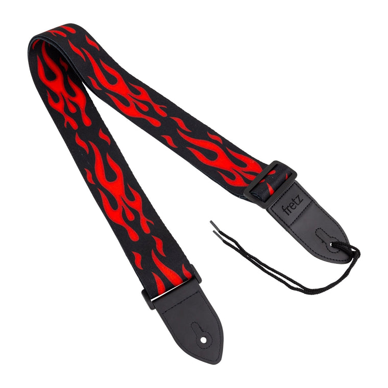 Fretz Printed Polyweb Guitar Strap (Red Flame)