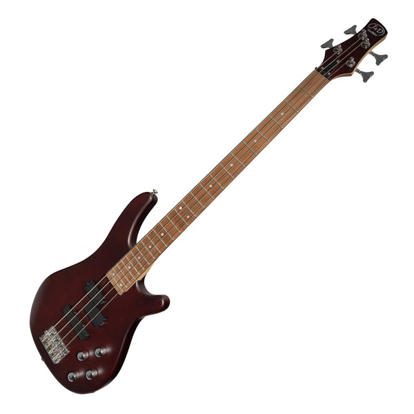 J&D Luthiers 4-String T-Style Contemporary Active Electric Bass Guitar (Satin Brown Stain)