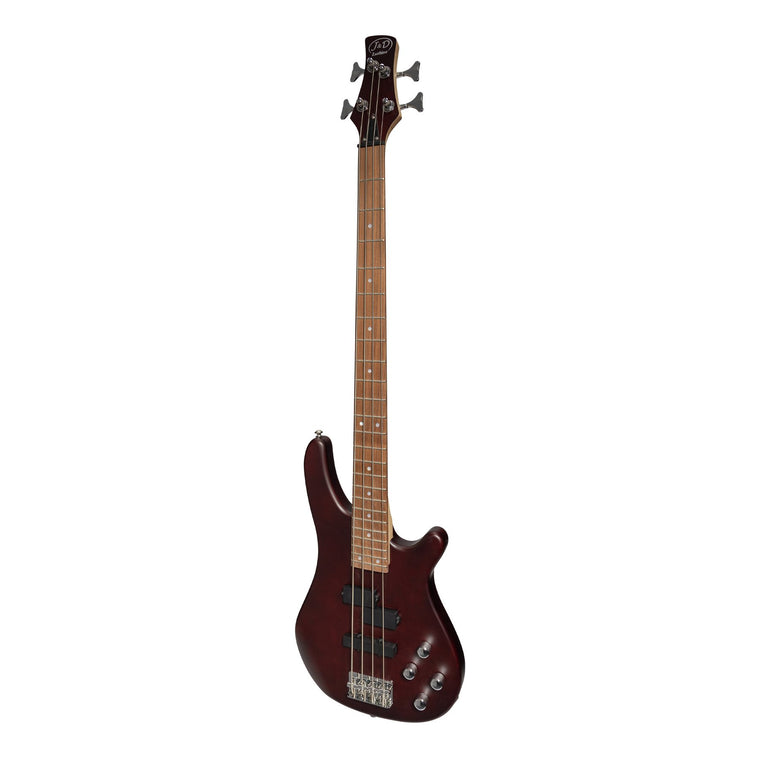 J&D Luthiers 4-String T-Style Contemporary Active Electric Bass Guitar (Satin Brown Stain)