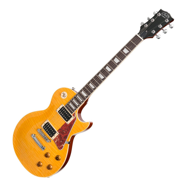 J&D Luthiers LP-Custom Style Electric Guitar (Transparent Amber)